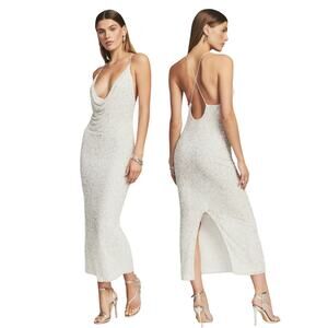 Retrofete Frieda Maxi Dress Sequin Embellished Evening Party Cocktail White Sz M